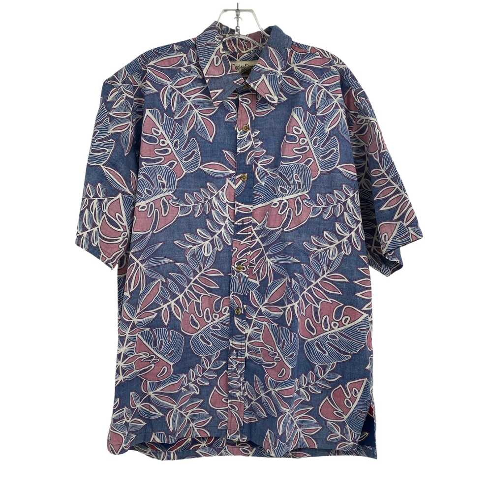 Cooke Street Blue Red Tropical Print Button-Up Shirt | Mens L